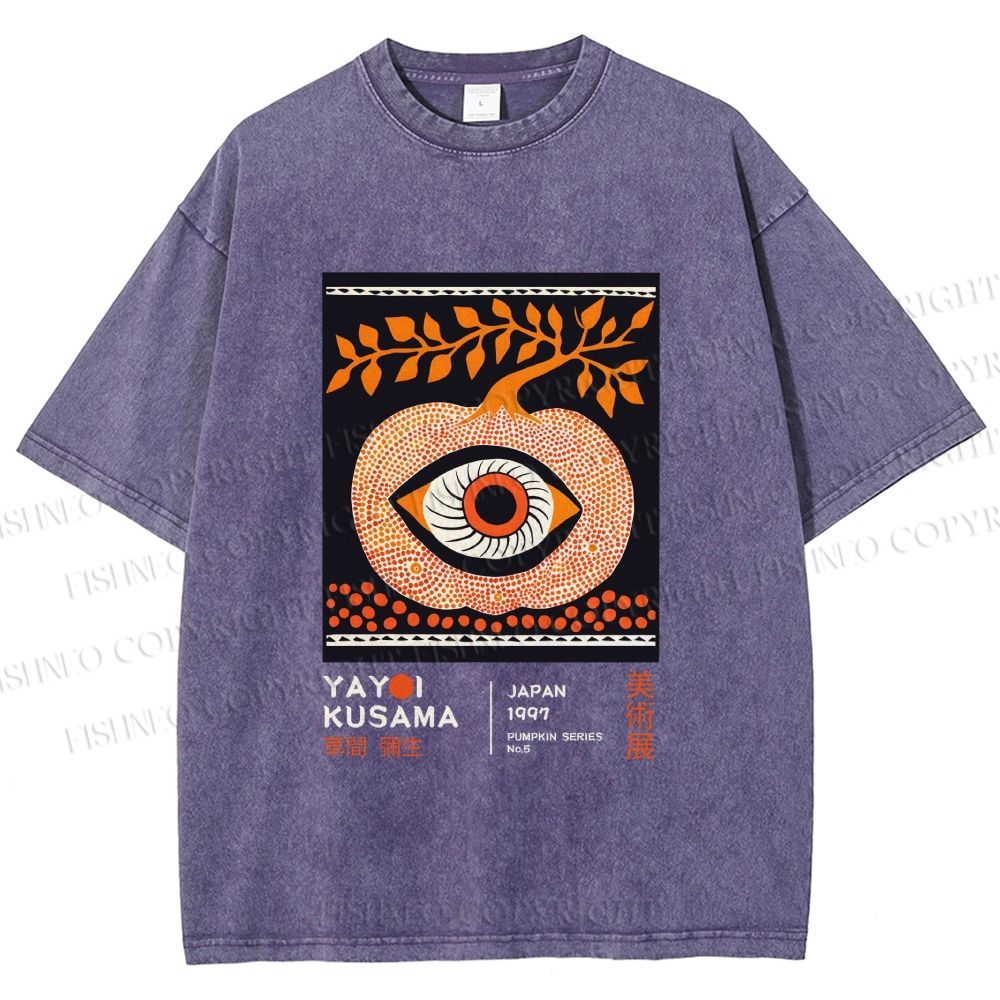 Unisex Yayoi Kusama Halloween Pumpkin Printed Washed Tee