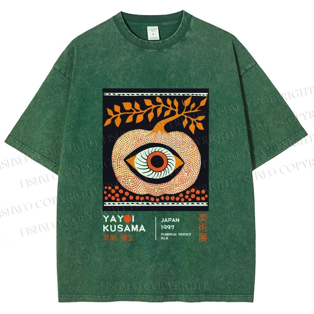Unisex Yayoi Kusama Halloween Pumpkin Printed Washed Tee
