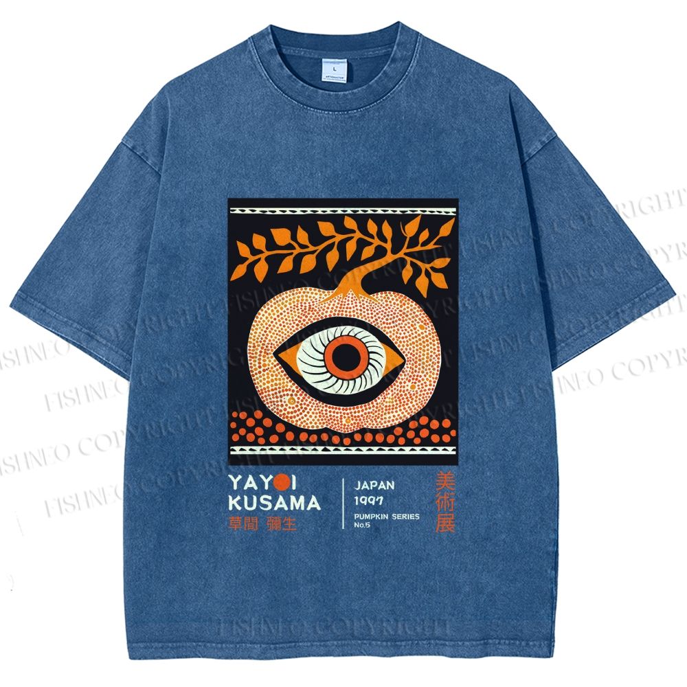 Unisex Yayoi Kusama Halloween Pumpkin Printed Washed Tee