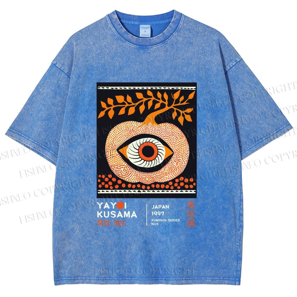 Unisex Yayoi Kusama Halloween Pumpkin Printed Washed Tee