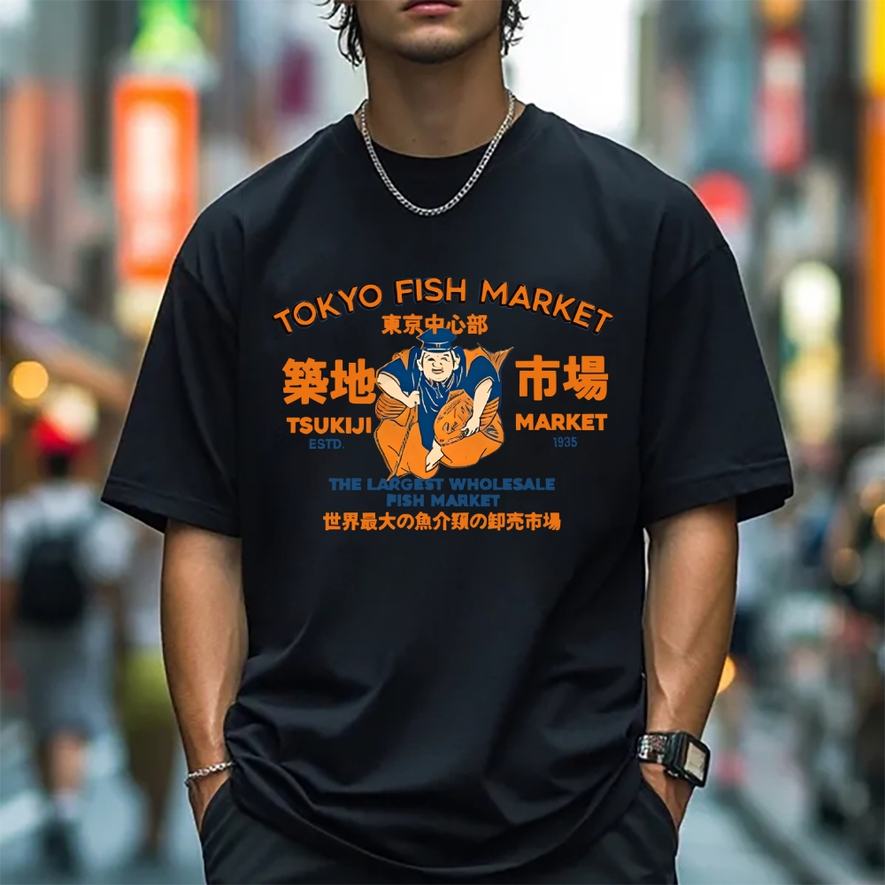 Tokyo Tsukiji Market Cotton casual T-shirt