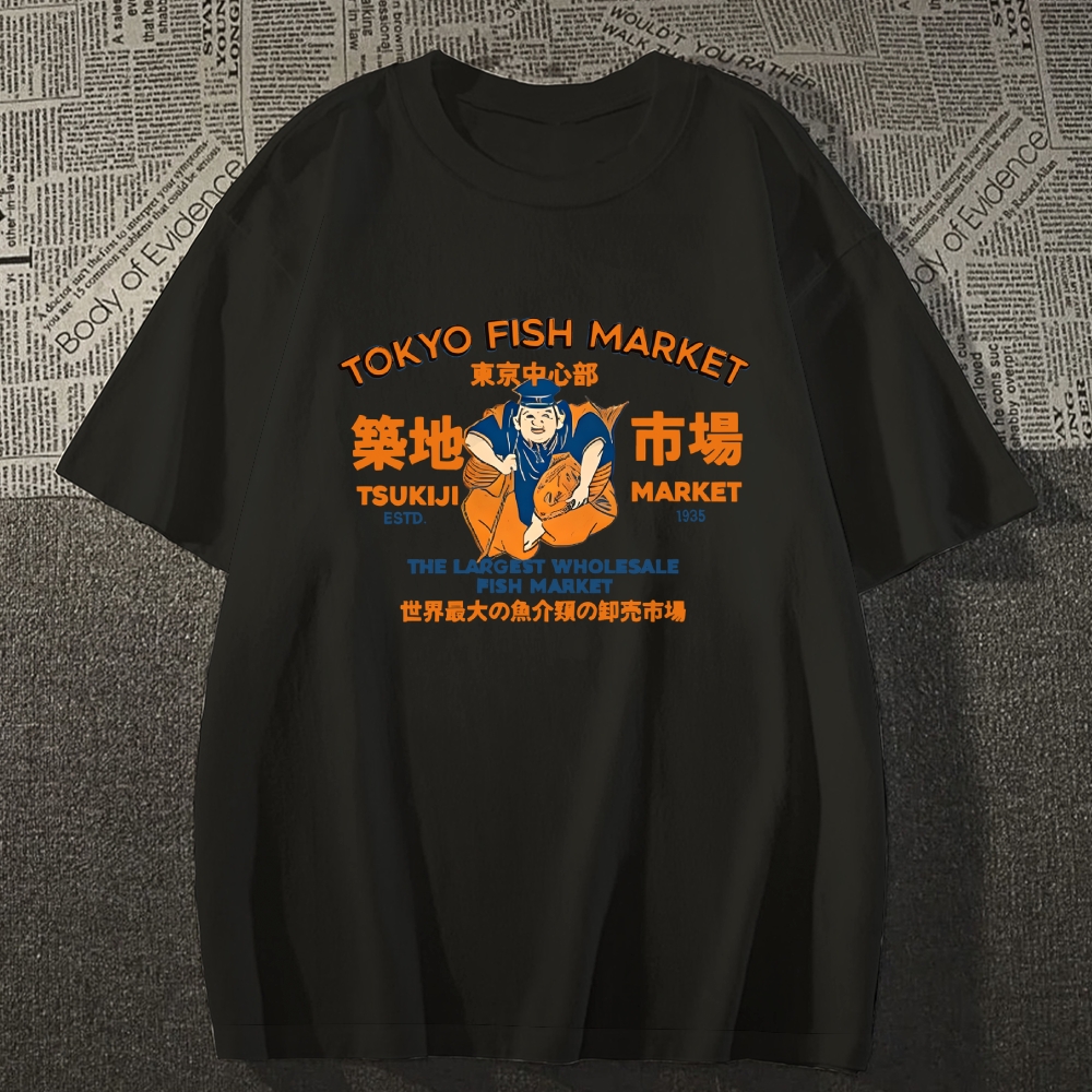 Tokyo Tsukiji Market Cotton casual T-shirt