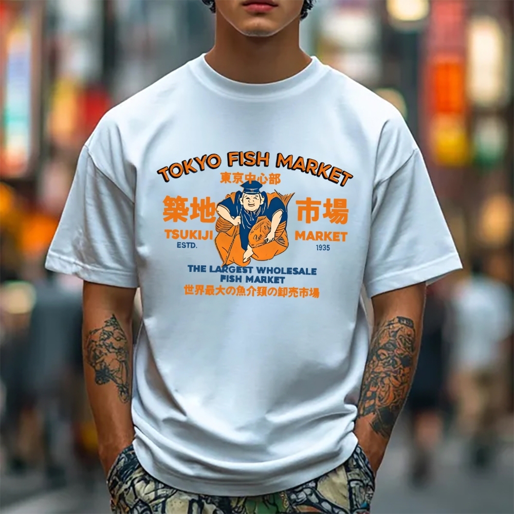 Tokyo Tsukiji Market Cotton casual T-shirt