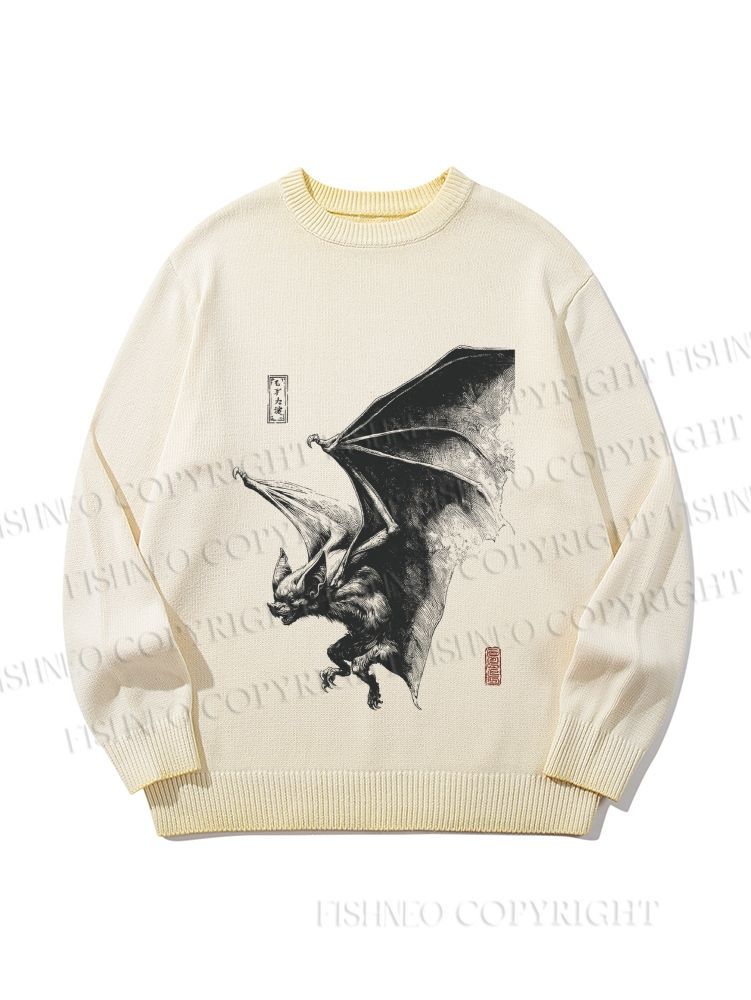 Unisex Black Bat Gradient Casual sweater