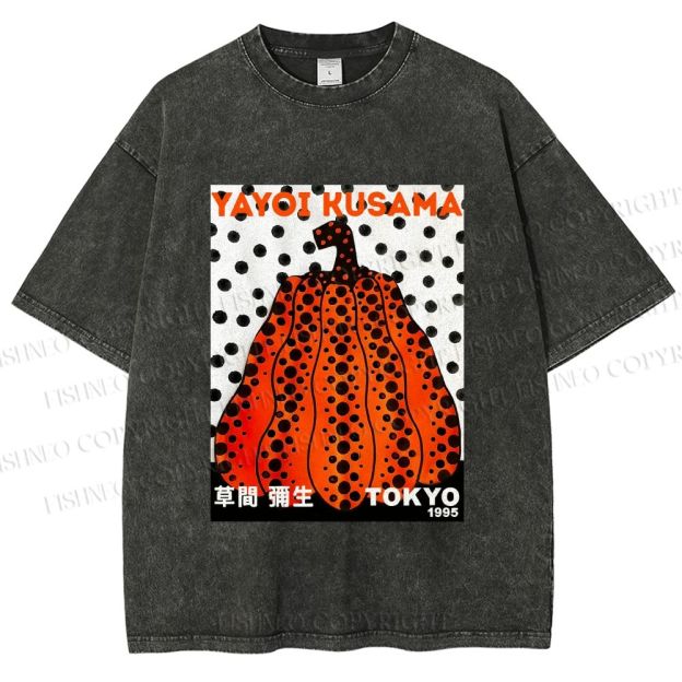 Unisex Yayoi Kusama Pumpkin Printed Washed Tee