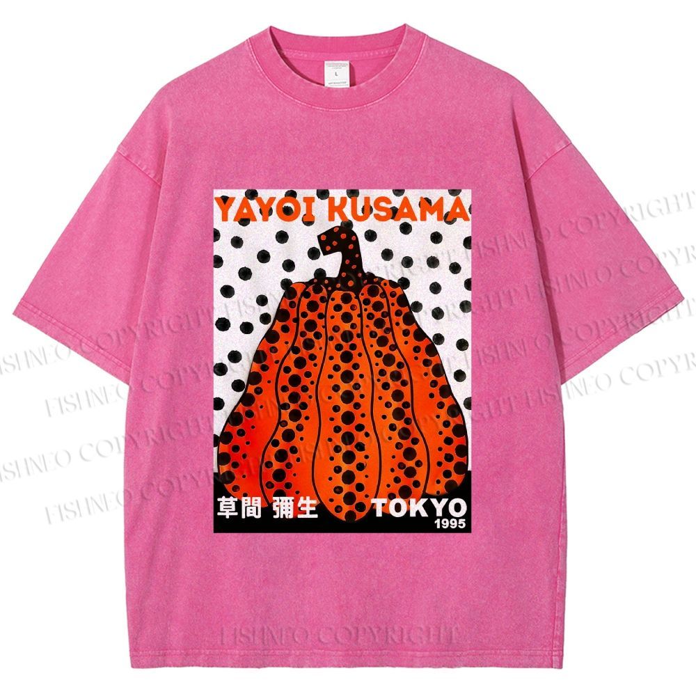 Unisex Yayoi Kusama Pumpkin Printed Washed Tee