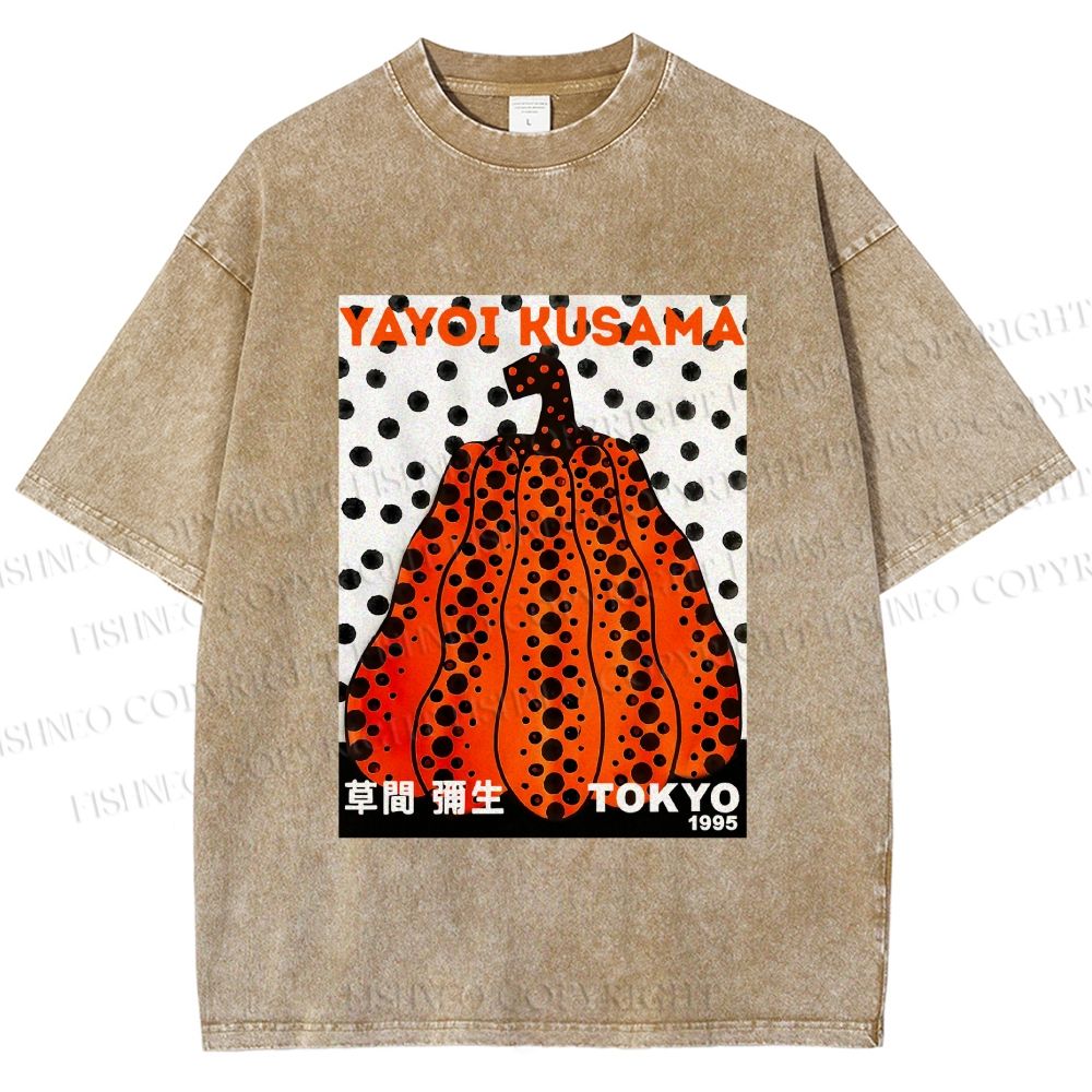 Unisex Yayoi Kusama Pumpkin Printed Washed Tee