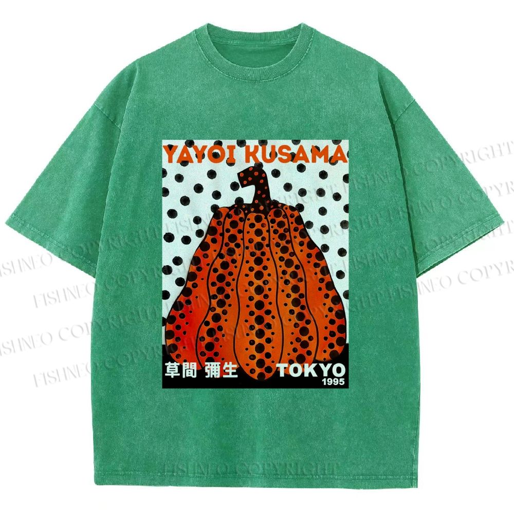 Unisex Yayoi Kusama Pumpkin Printed Washed Tee