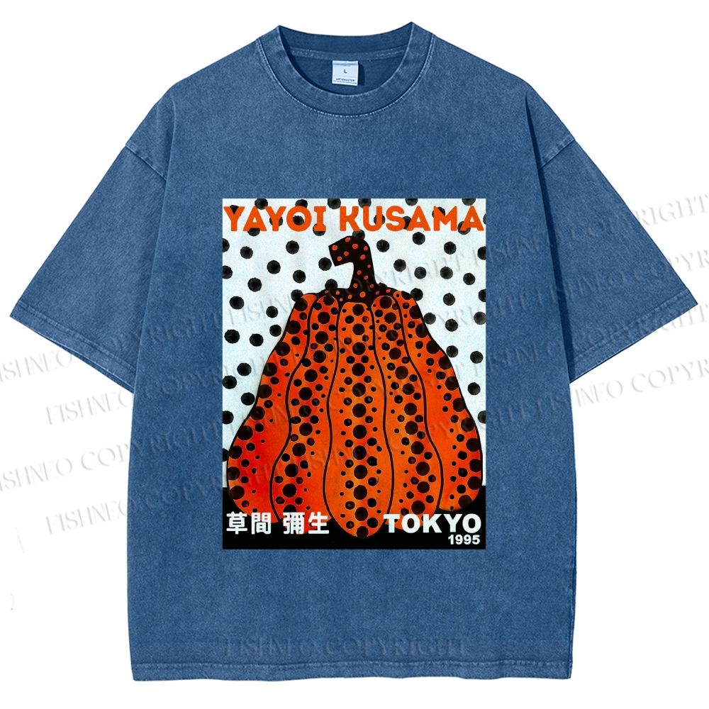 Unisex Yayoi Kusama Pumpkin Printed Washed Tee