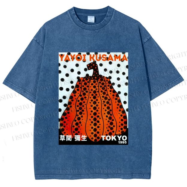 Unisex Yayoi Kusama Pumpkin Printed Washed Tee