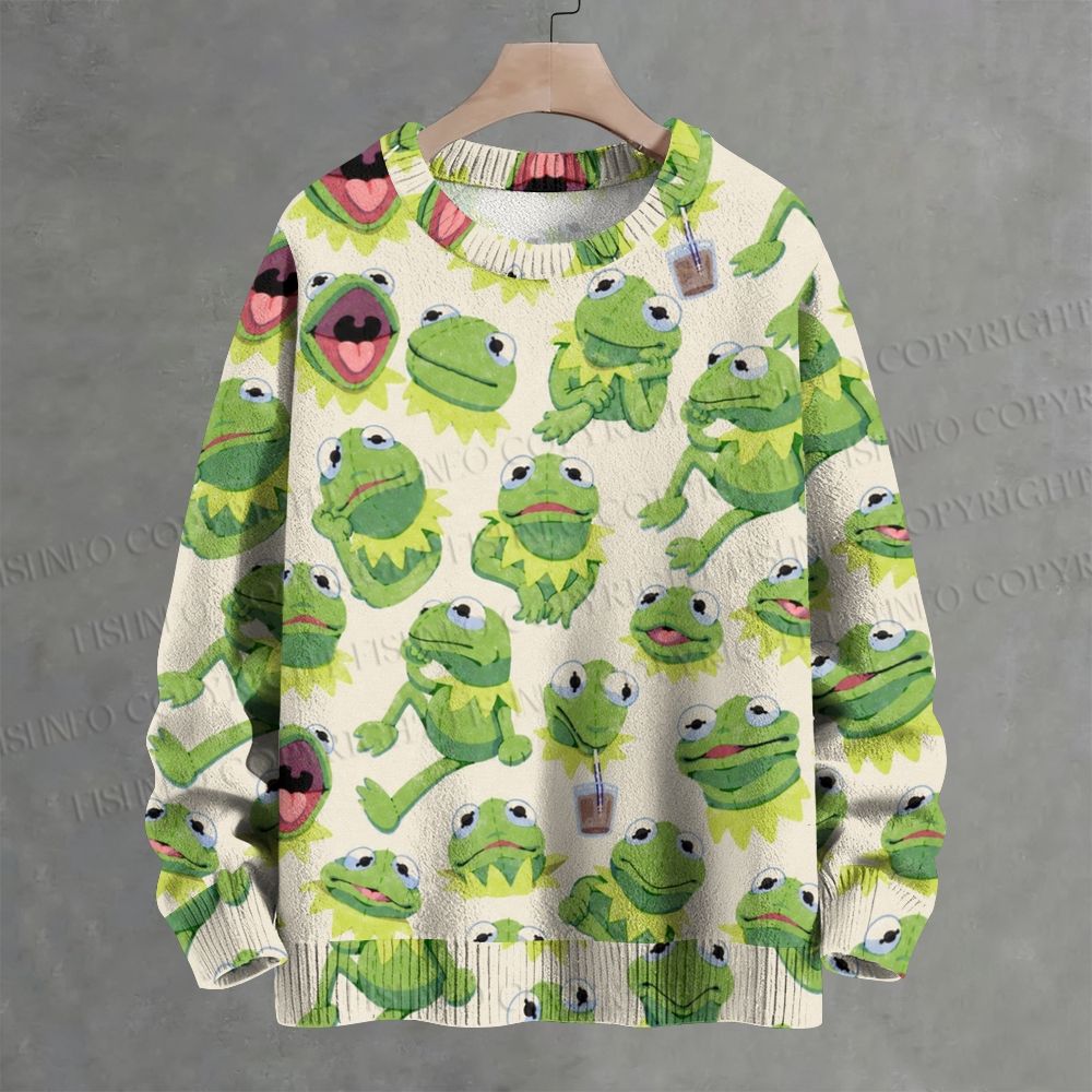 Kermit The Frog All Over Print Crew Neck Sweater