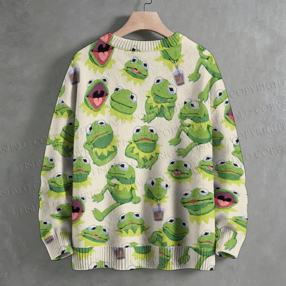 Kermit The Frog All Over Print Crew Neck Sweater