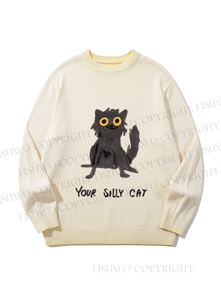 Unisex Your Silly Cat Funny Drawing Gradient Casual sweater
