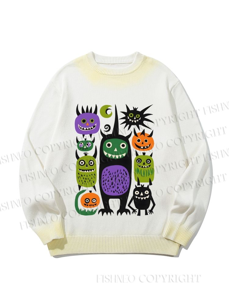 Unisex Halloween Monsters Gradient Casual sweater