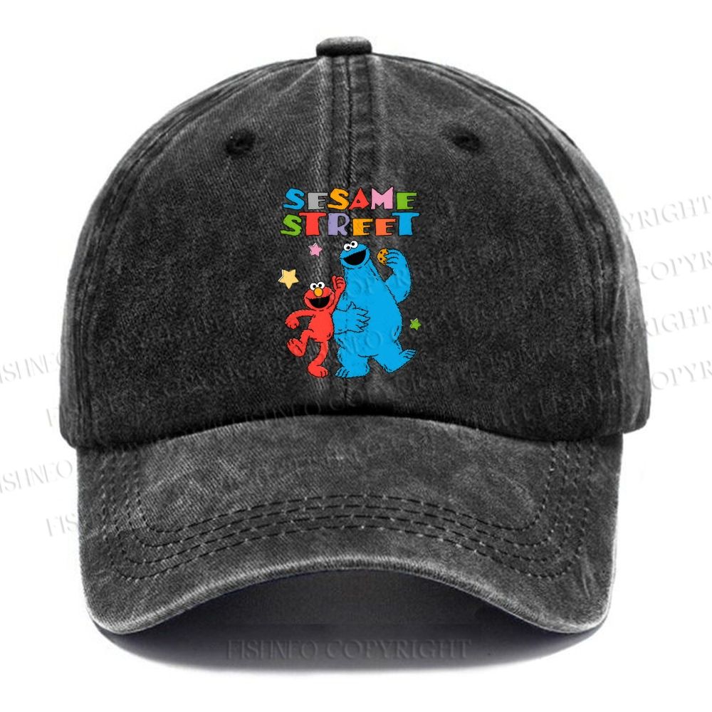 Unisex Vintage  Sesame Street Casual Washed Cap
