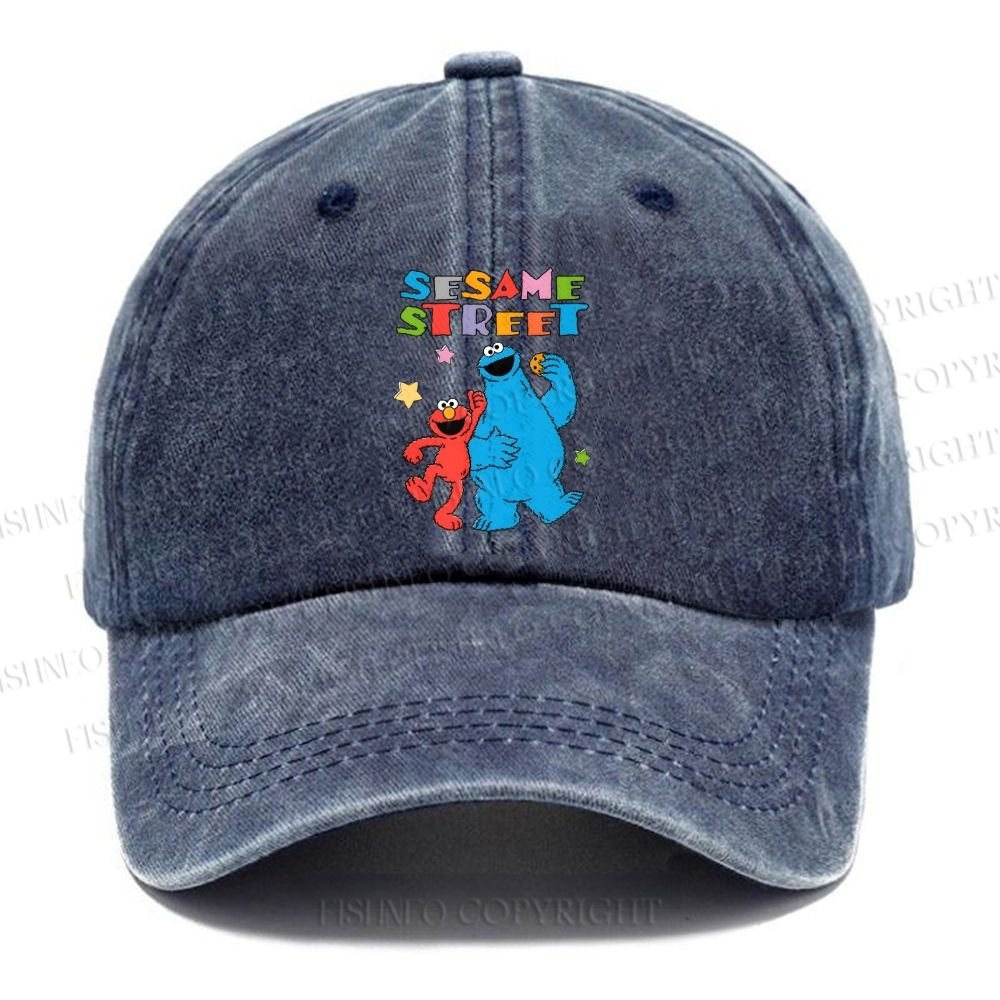 Unisex Vintage  Sesame Street Casual Washed Cap