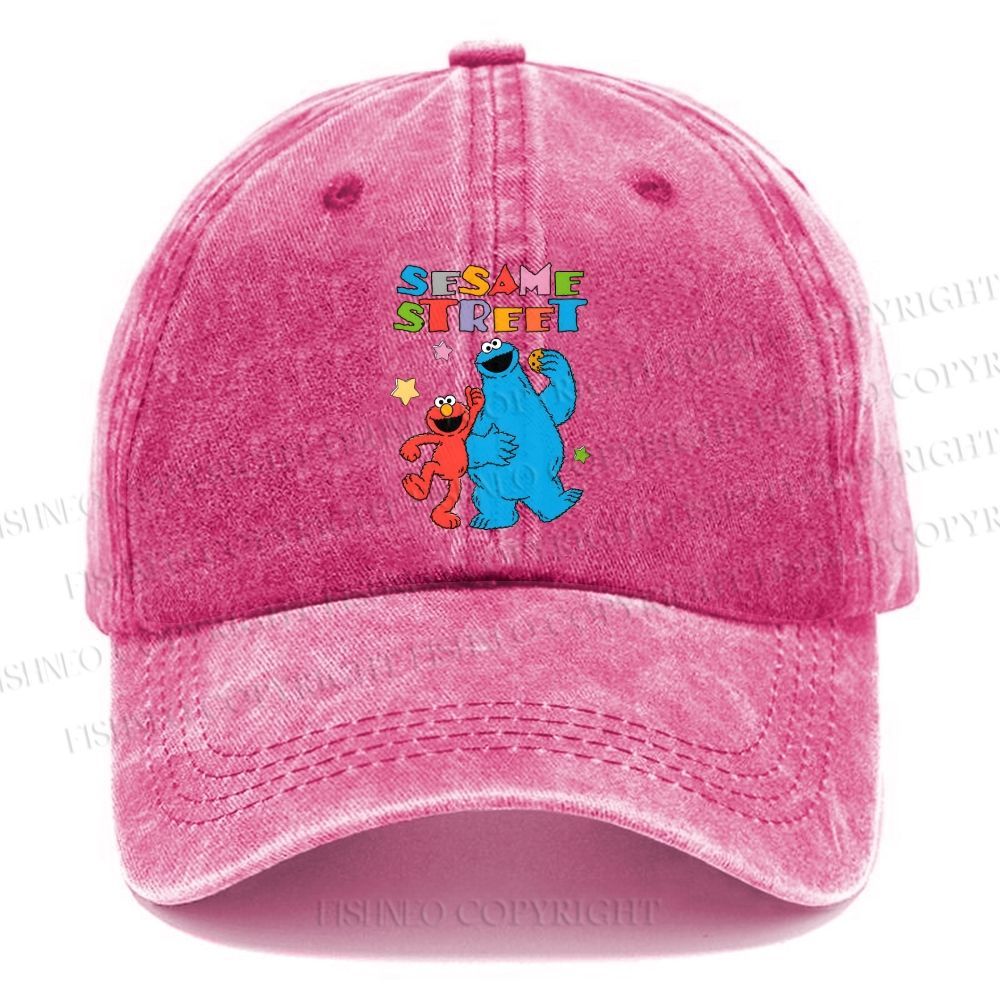 Unisex Vintage  Sesame Street Casual Washed Cap