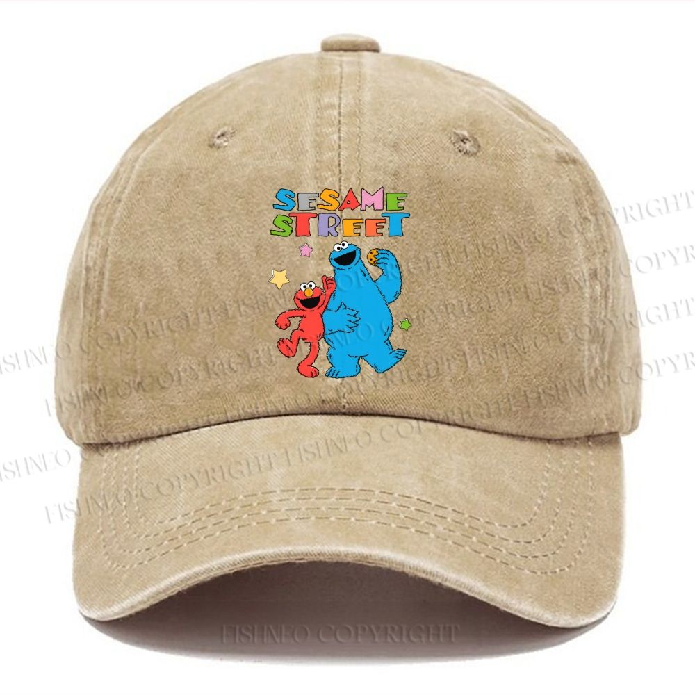 Unisex Vintage  Sesame Street Casual Washed Cap