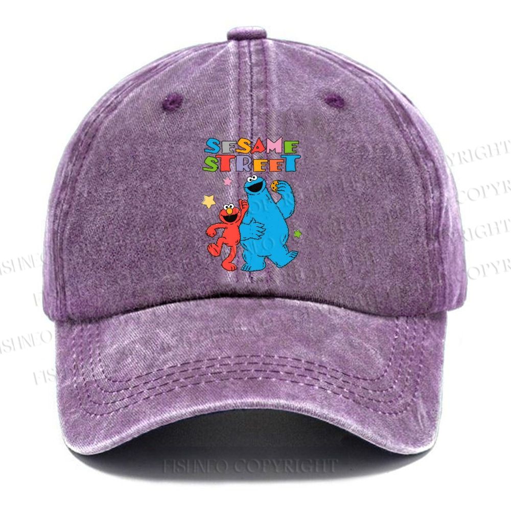 Unisex Vintage  Sesame Street Casual Washed Cap