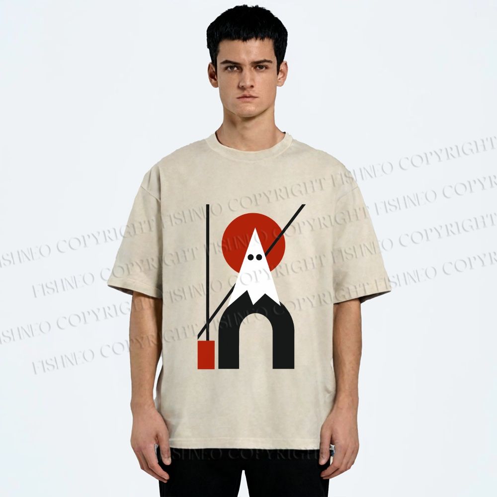 Unisex Bauhaus Halloween Ghost Printed Washed Tee