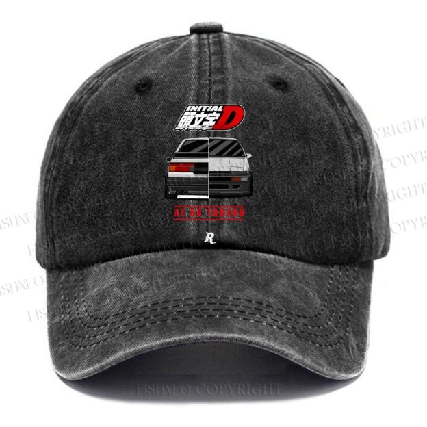 Unisex Vintage Initial D Casual Washed Cap