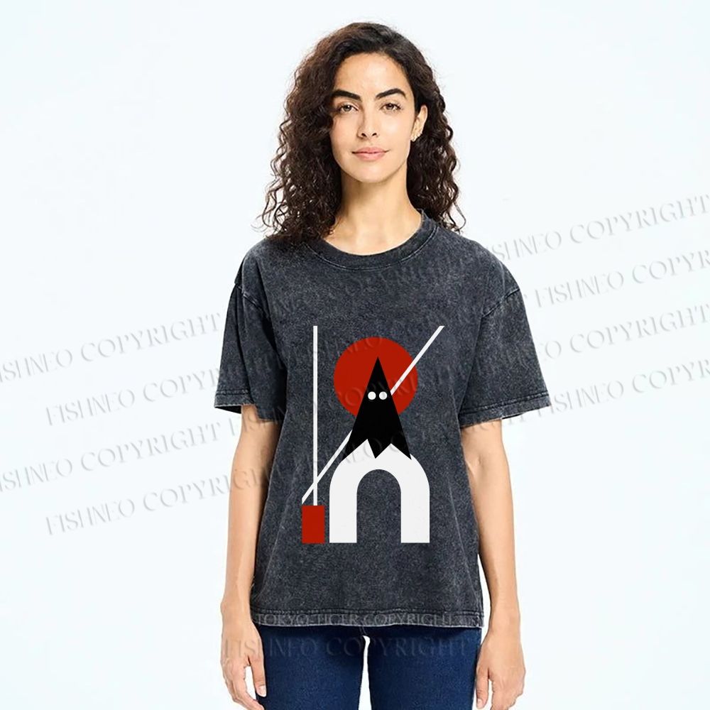 Unisex Bauhaus Halloween Ghost Printed Washed Tee