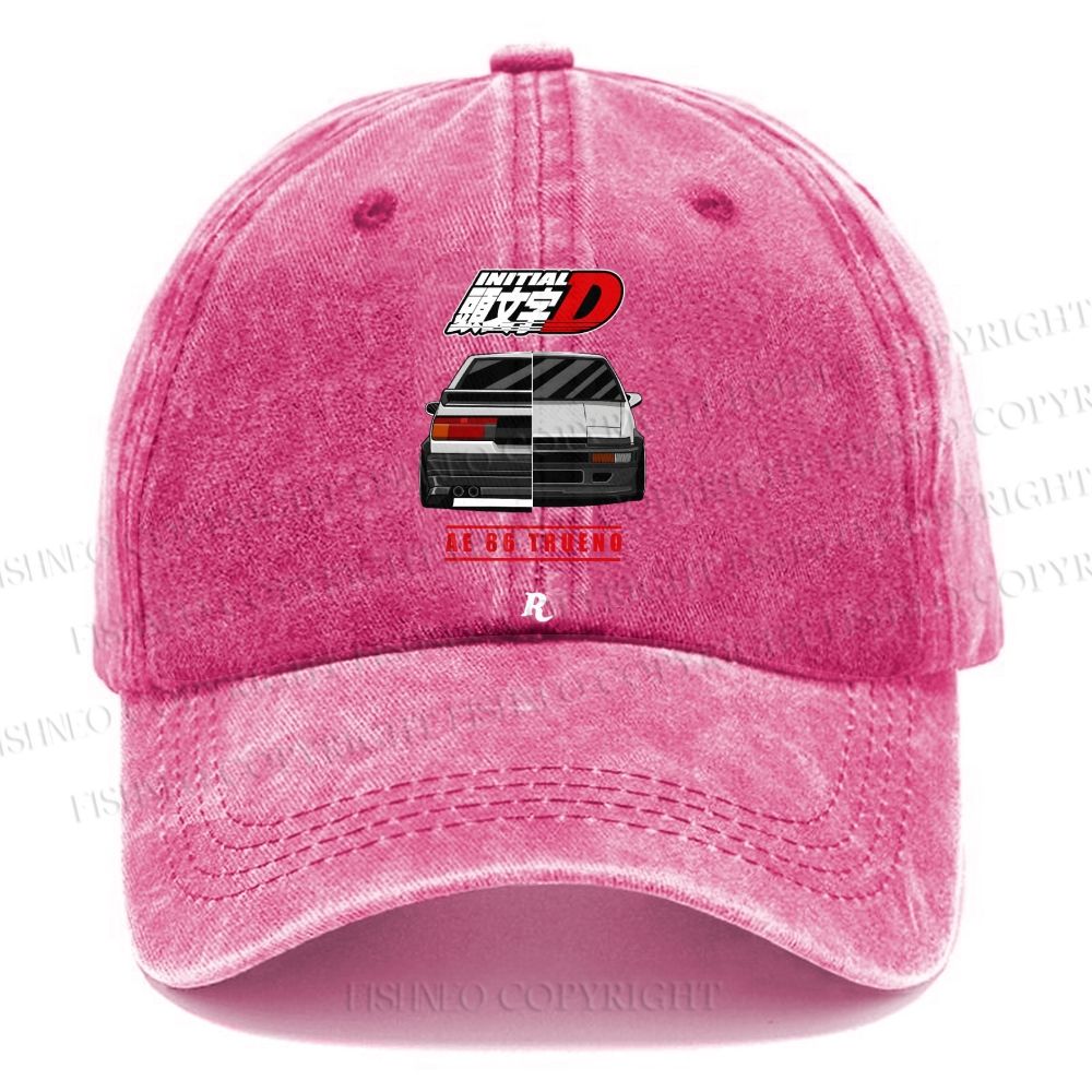 Unisex Vintage Initial D Casual Washed Cap