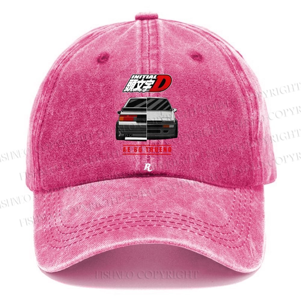 Unisex Vintage Initial D Casual Washed Cap