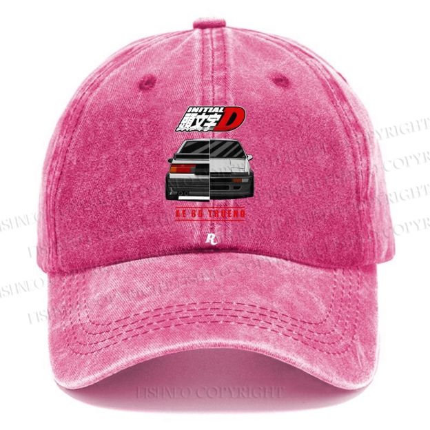 Unisex Vintage Initial D Casual Washed Cap