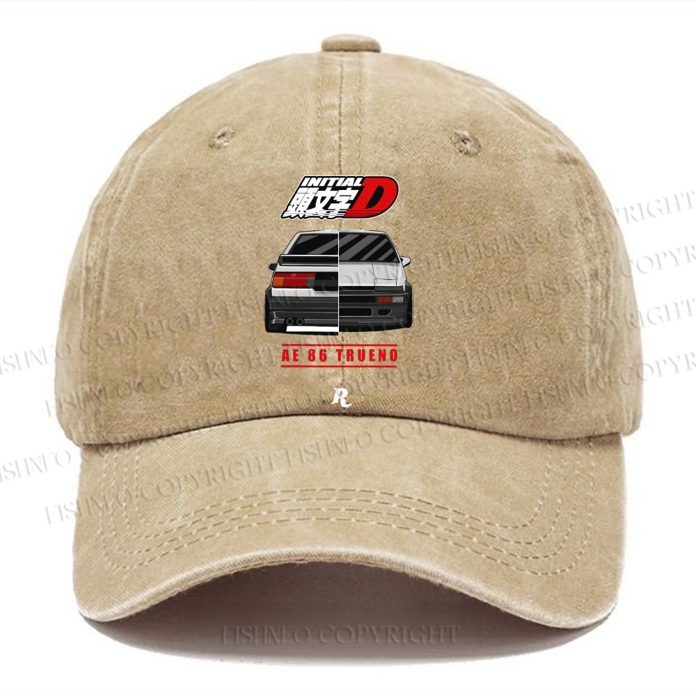 Unisex Vintage Initial D Casual Washed Cap