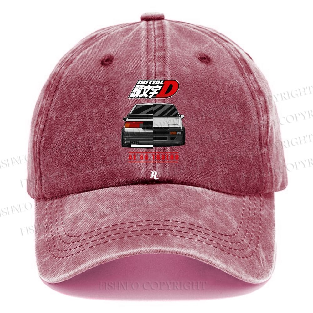 Unisex Vintage Initial D Casual Washed Cap