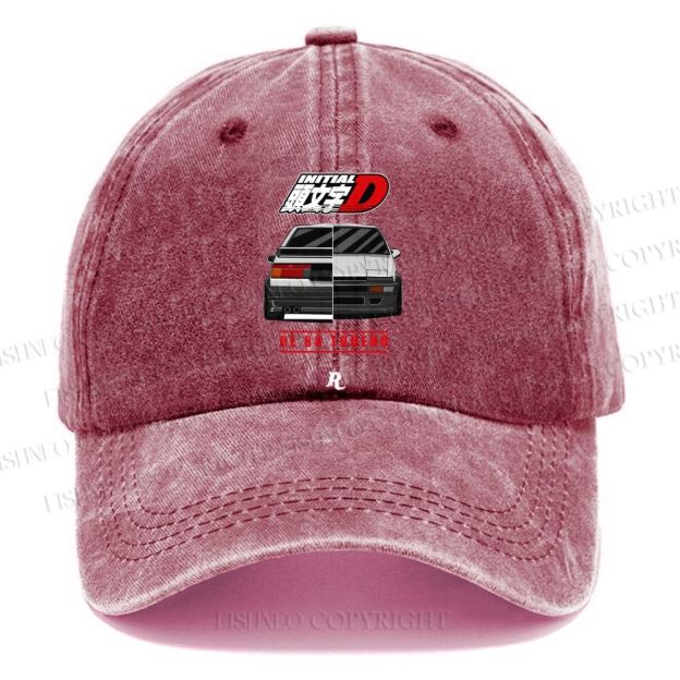 Unisex Vintage Initial D Casual Washed Cap