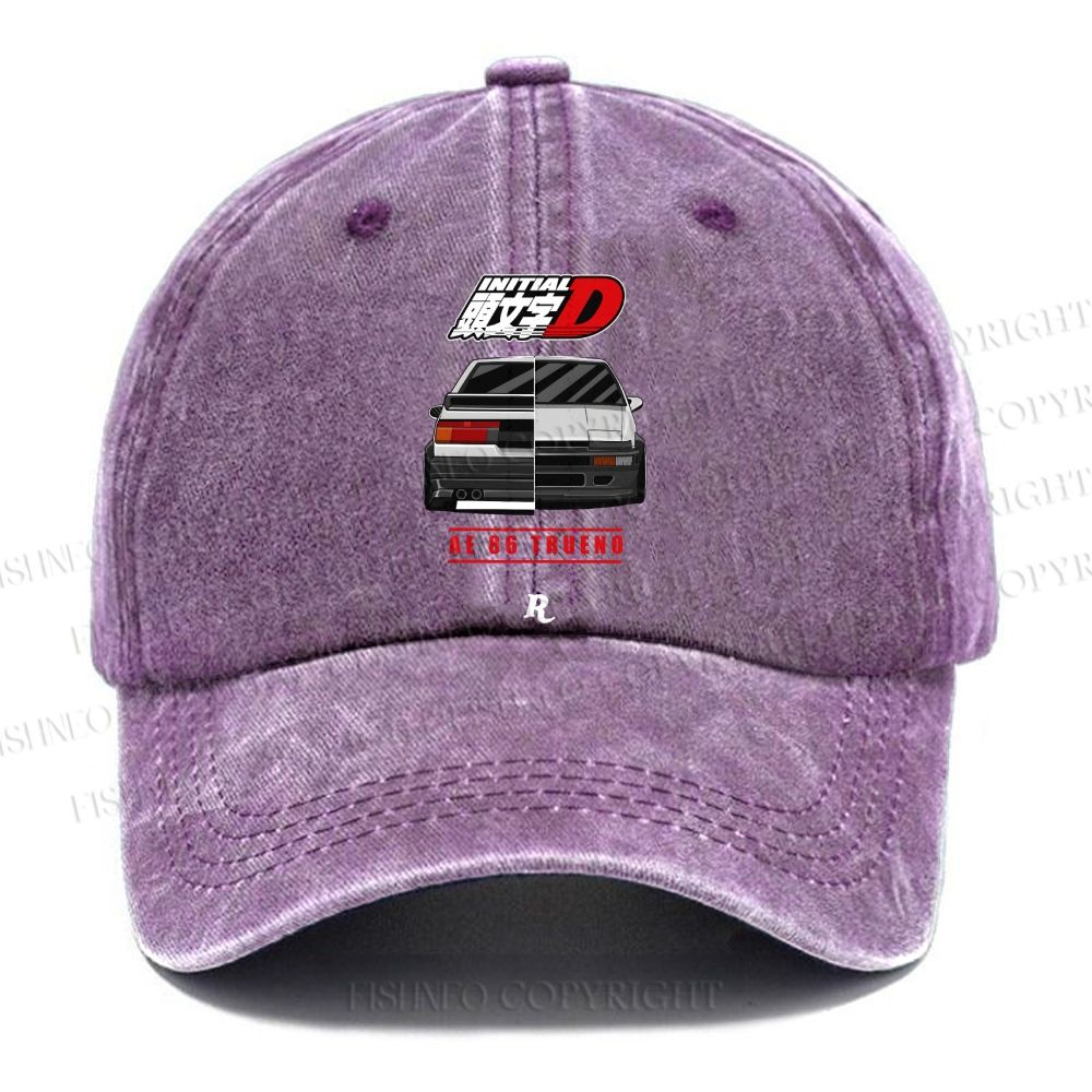 Unisex Vintage Initial D Casual Washed Cap