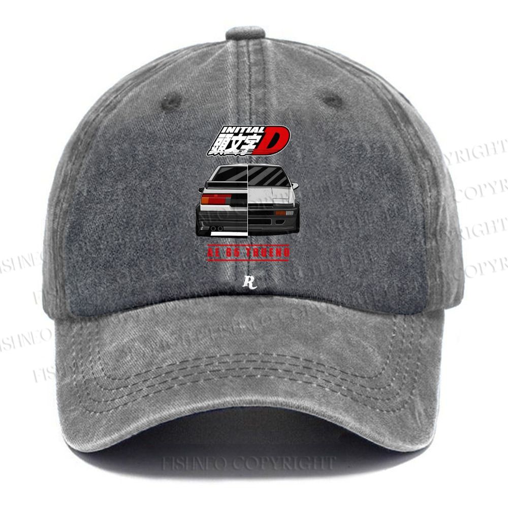 Unisex Vintage Initial D Casual Washed Cap