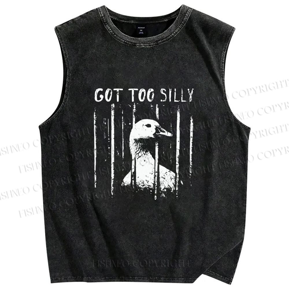 Unisex Got Too Silly Goose Printed Washed Tank Top