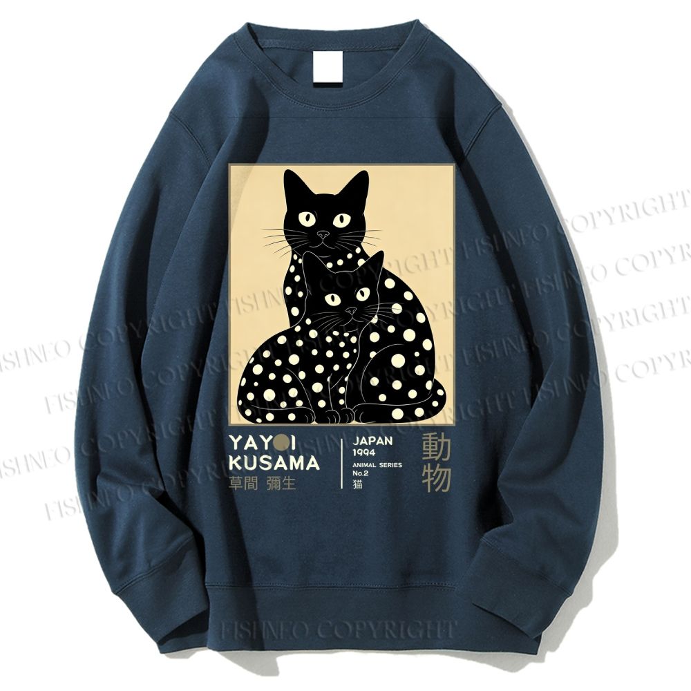 Unisex Yayoi Kusama Black Cat Printed Sweatshirt