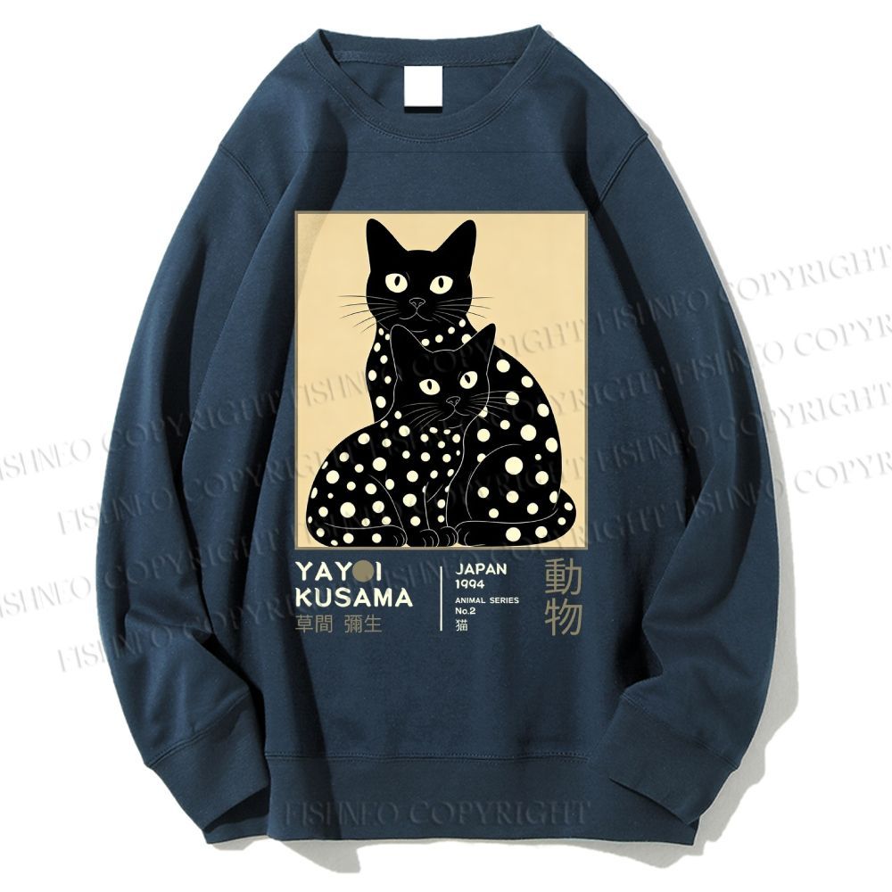 Unisex Yayoi Kusama Black Cat Printed Sweatshirt