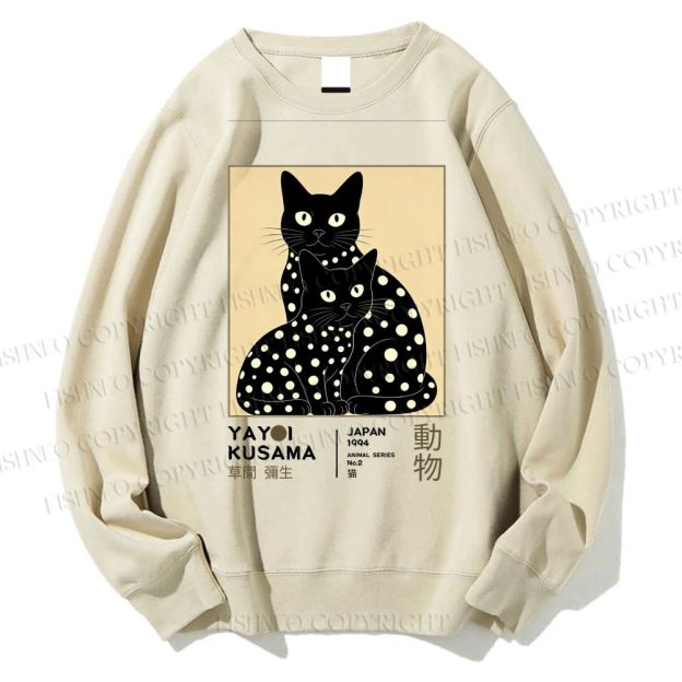 Unisex Yayoi Kusama Black Cat Printed Sweatshirt