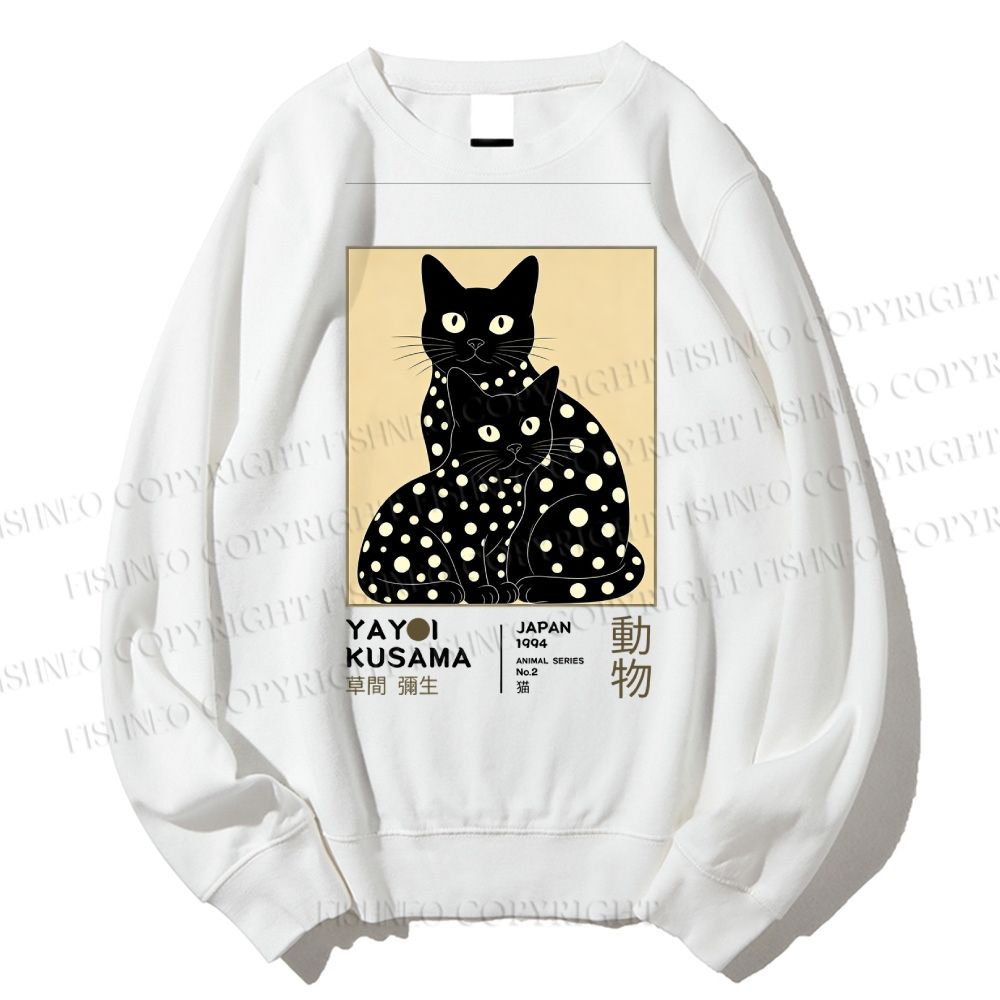 Unisex Yayoi Kusama Black Cat Printed Sweatshirt