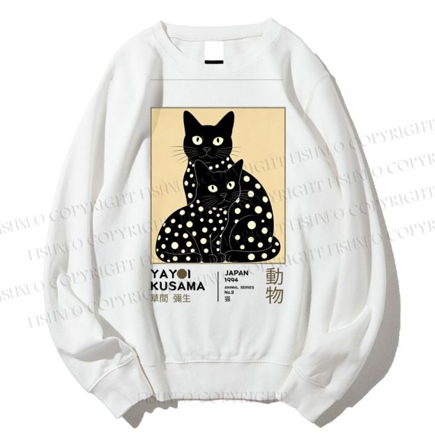 Unisex Yayoi Kusama Black Cat Printed Sweatshirt