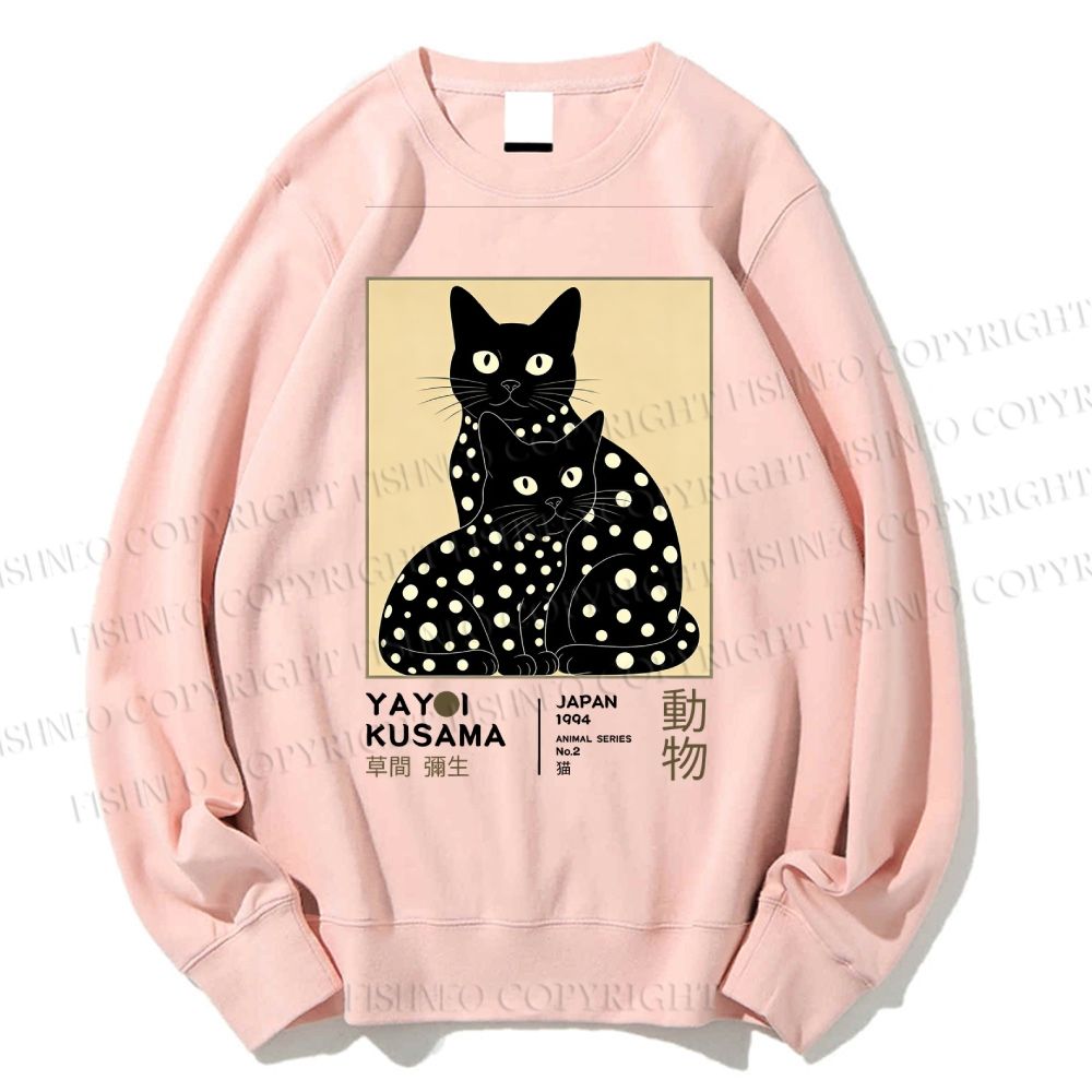 Unisex Yayoi Kusama Black Cat Printed Sweatshirt