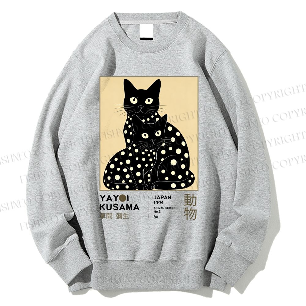 Unisex Yayoi Kusama Black Cat Printed Sweatshirt