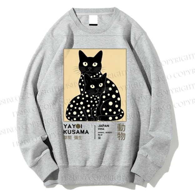 Unisex Yayoi Kusama Black Cat Printed Sweatshirt