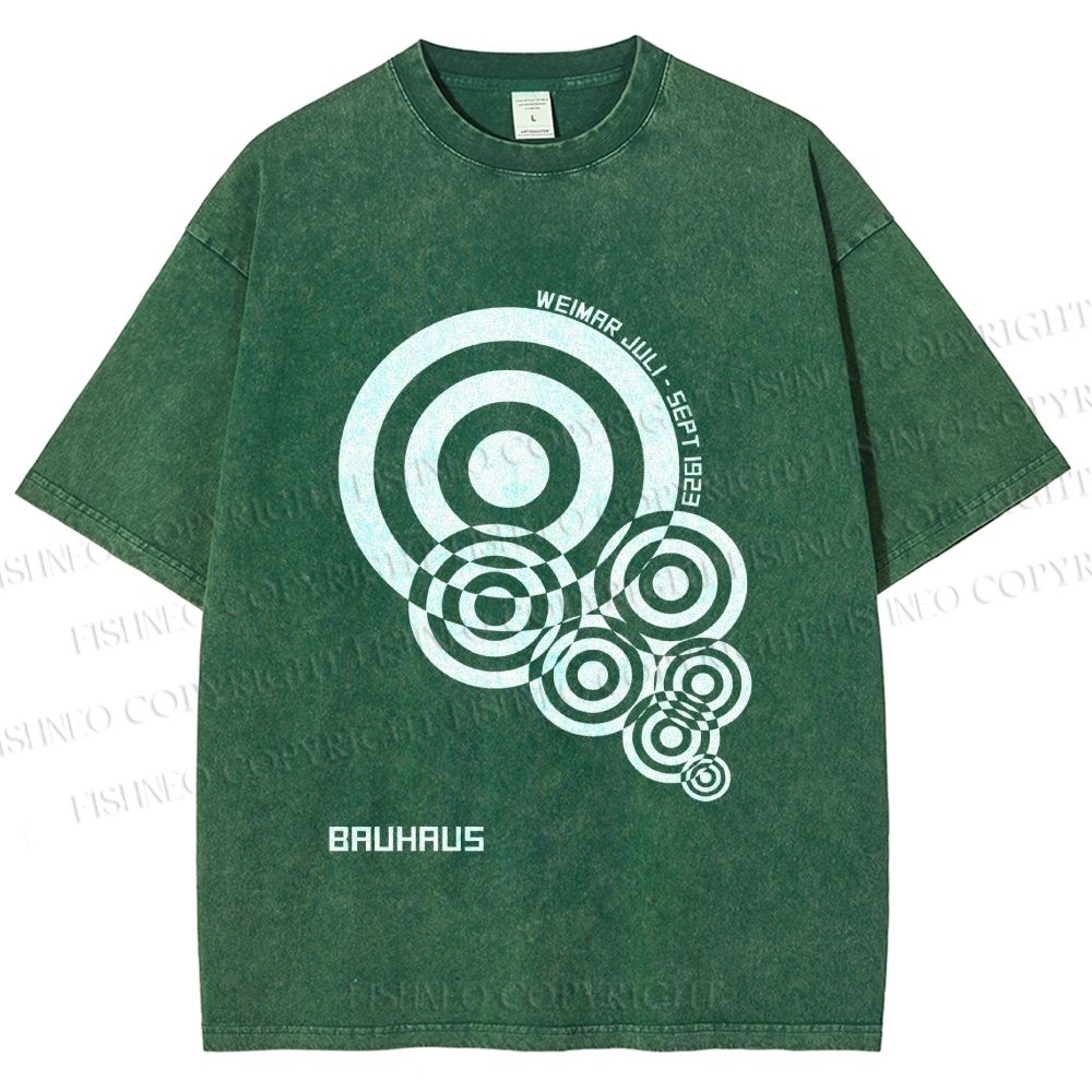 Unisex Bauhaus Geometric Circles Printed Washed Tee