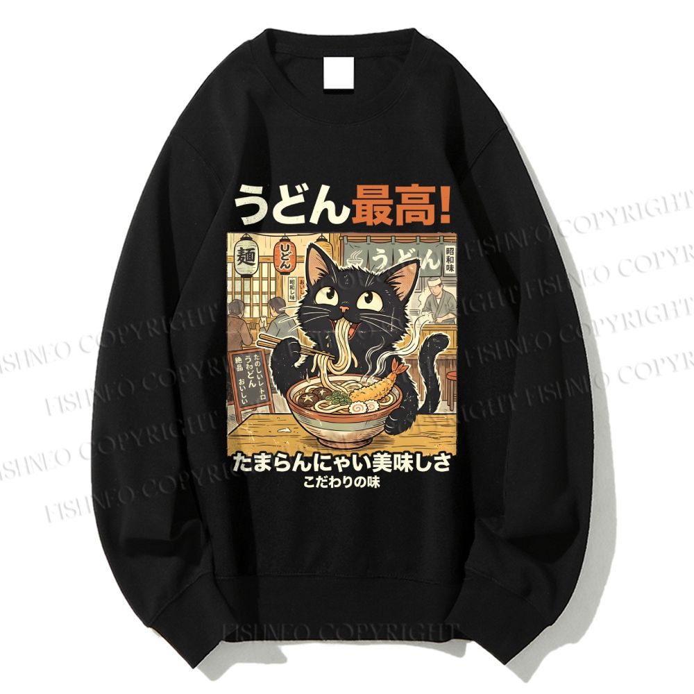 Unisex Ramen Cat Printed Sweatshirt