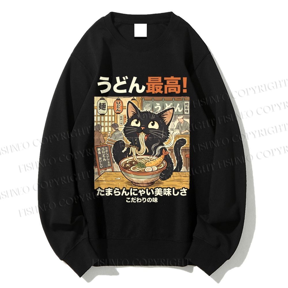 Unisex Ramen Cat Printed Sweatshirt