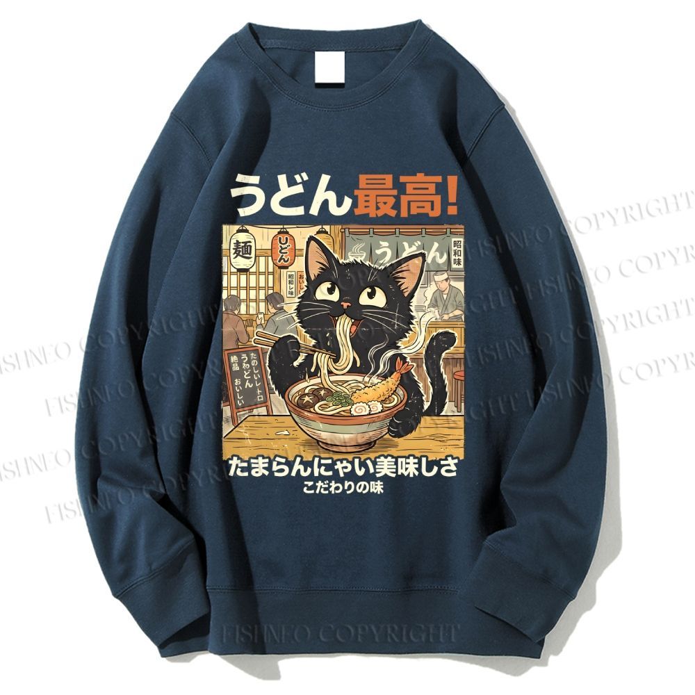Unisex Ramen Cat Printed Sweatshirt