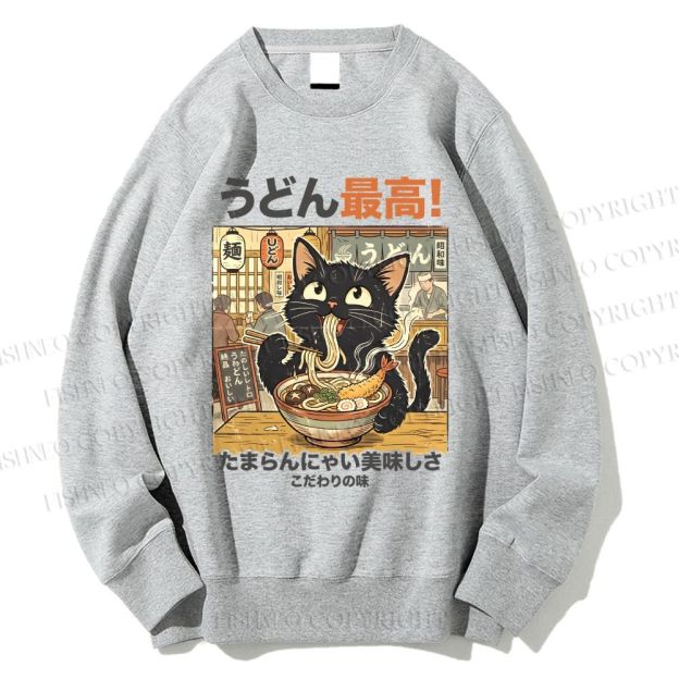 Unisex Ramen Cat Printed Sweatshirt