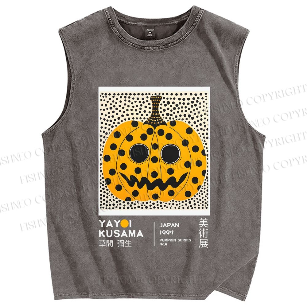 Unisex Yayoi Kusama Halloween Pumpkin Printed Washed Tank Top