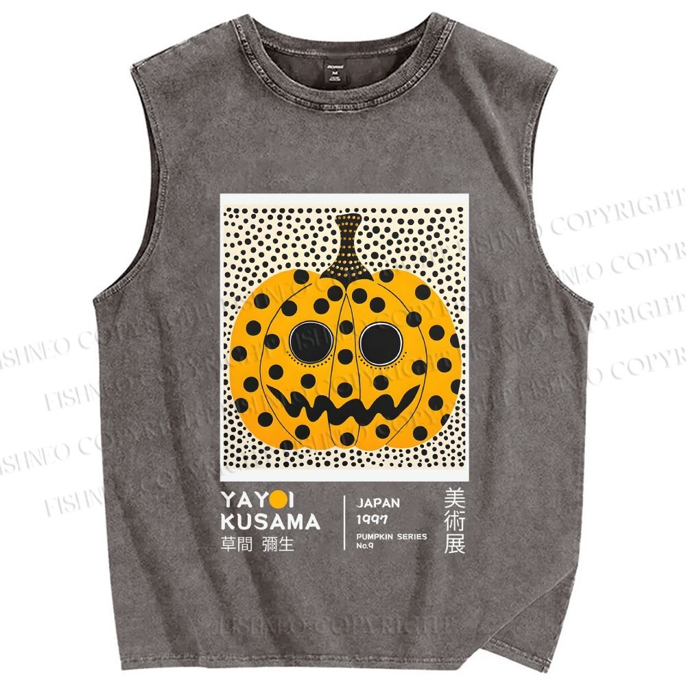 Unisex Yayoi Kusama Halloween Pumpkin Printed Washed Tank Top